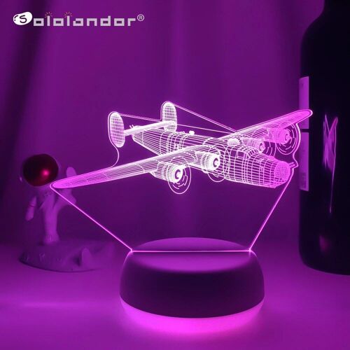 Lampe Led Illusion D'avion 3d, Veilleuse Colorée Pour Chambre À Coucher, Cadeau Pour Enfants, Usb, Lampe De Table, Bureau, Lampe De Chevet