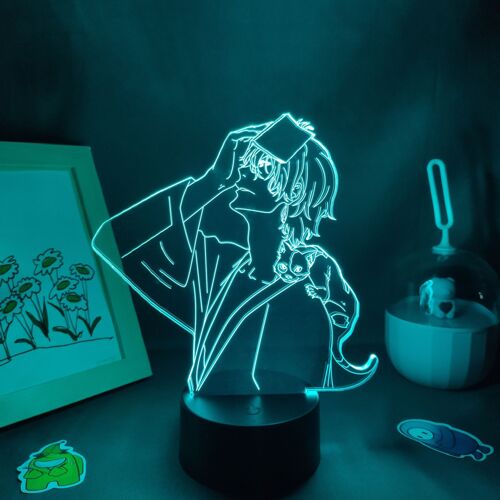 Lampe Led 3d En Forme De Personnage De Dessin Animé, Pile, Chiens Errants, Veilleuse Néon Rvb, Décoration De Table De Chambre À Coucher, Nakahara Chuya