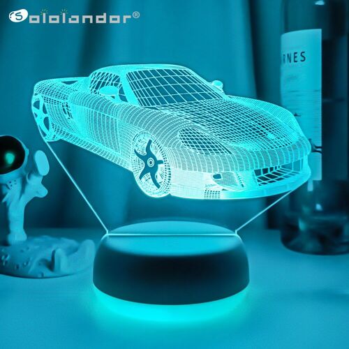 Lampe Led 3d À Effet D'illusion, Idéale Pour Une Voiture De Sport, Une Chambre D'enfant, Un Supercar, Un Décor De Couleur Changeante, Une Atmosphère, Un Événement
