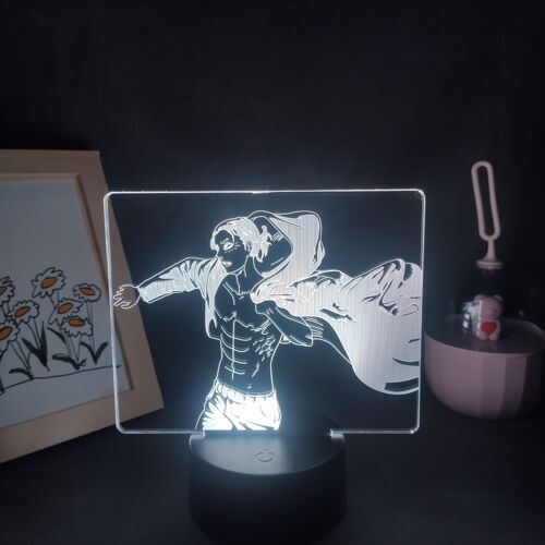 Lampe 3d À L'effigie Des Titans, Eren Jaeger Yeager, Veilleuse Led, Manga, Shingeki No Kyojin, Rvb, Décoration De Table De Chambre À Coucher