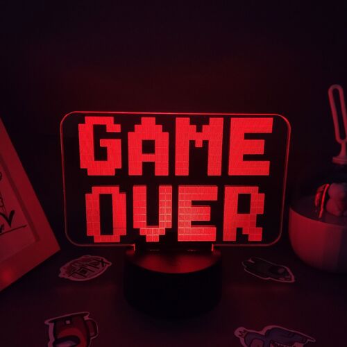 Lampe Led 3d Au Néon Game Over, Illusion De Lumière Rgb, Usb, Idéale Comme Cadeau D'anniversaire Pour Un Ami, Pour Une Table De Jeu