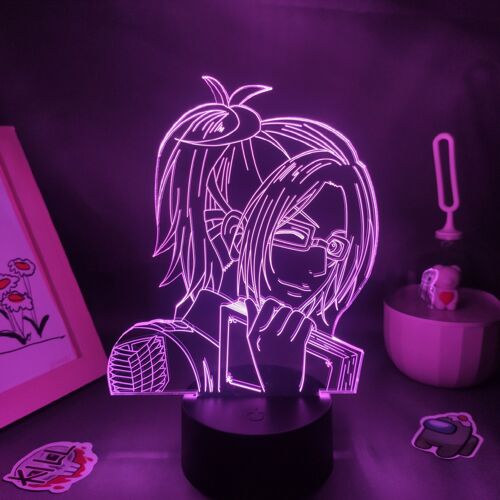 Lampe Led 3d En Forme De Dessin Animé L'attaque Des Titans, Hange Zoe, Luminaire Décoratif D'intérieur, Luminaire Décoratif D'intérieur, Idéal Pour Une Chambre À Coucher Ou Comme Cadeau