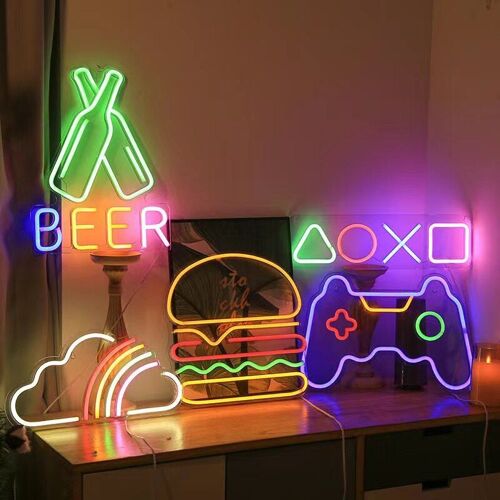 Panneaux De Veilleuse De Jeu En Néon Pour Décor Mural Playstation, Lumières Led En Forme De Bouton, Idées Cadeaux De Jeu Pour La Chambre Des Adolescents Et Des Garçons