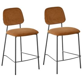 Lot De 2 Chaises De Bar Duette Velours Orange