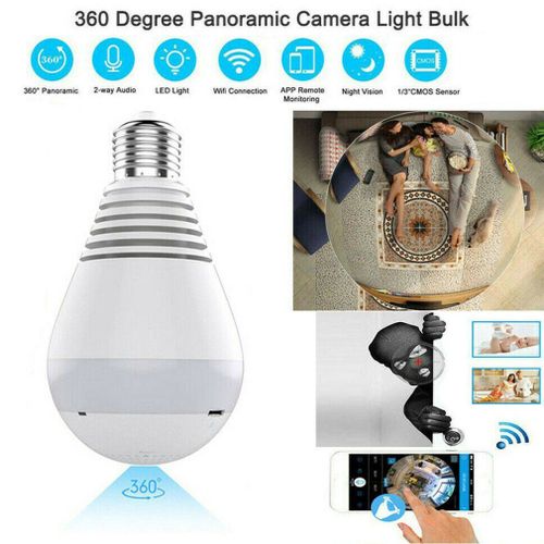 Caméra de Surveillance panoramique IP Wifi 360 P HD 1080, dispositif de sécurité domestique sans fil, avec ampoule, CCTV, réseau Fisheye
