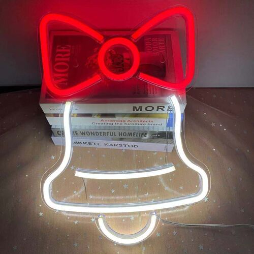 Cloches De Noël En Néon, Lampe Led Pour Décoration De Noël, Veilleuse Pour Salle De Fête, Boutique