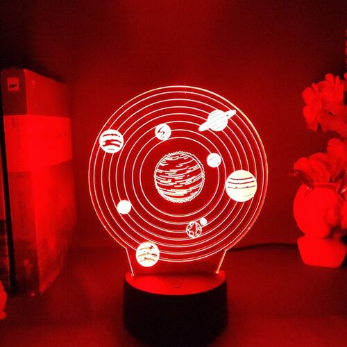 Lampe 3d À Système Solaire, Veilleuse Visuelle, Jouet Éducatif, Cadeau D'anniversaire Cool Pour Enfants, Décoration De Chambre À Coucher