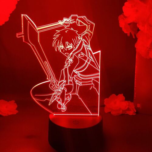 Lampe De Table À Led En 3d Représentant La Figure De Combat Kirito, Anime Sword Art En Ligne, Veilleuse Mignonne Pour Décoration De Chambre À Coucher, Cadeau D'anniversaire
