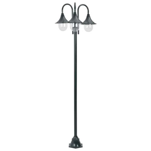 Prolenta Premium - Lampadaire De Jardin E27 220cm Aluminium 3 Lanternes Vert Foncé