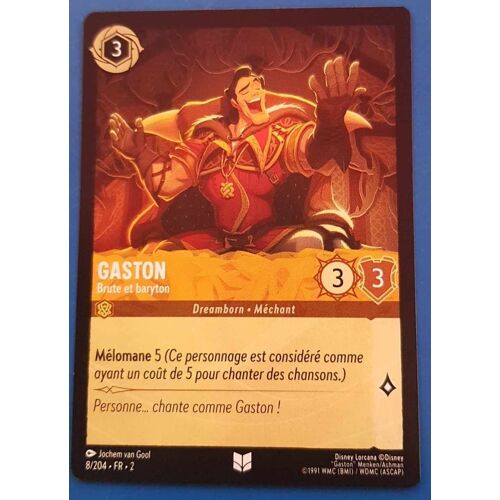 Carte Lorcana Disney (Chapitre 2) Peu Commune - Gaston - Brute Et Baryton (8/204)