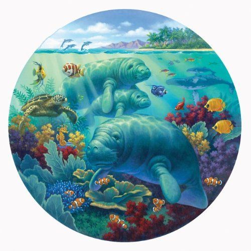 Sunsout Manatee Beach 500 Pc Round Jigsaw Puzzle