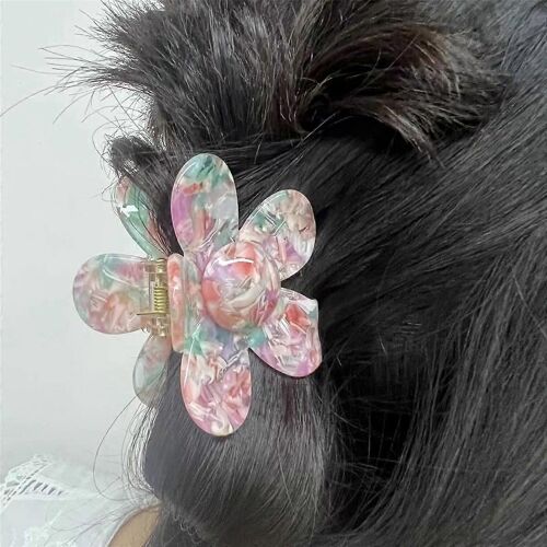 Pinces À Cheveux Fleur En Acétate De 2,75 Pouces Pinces À Cheveux Marguerite Mignonne Pour Cheveux Fins, Grandes Pinces À Griffes Florales Pour Les Femmes Et Les Filles D 