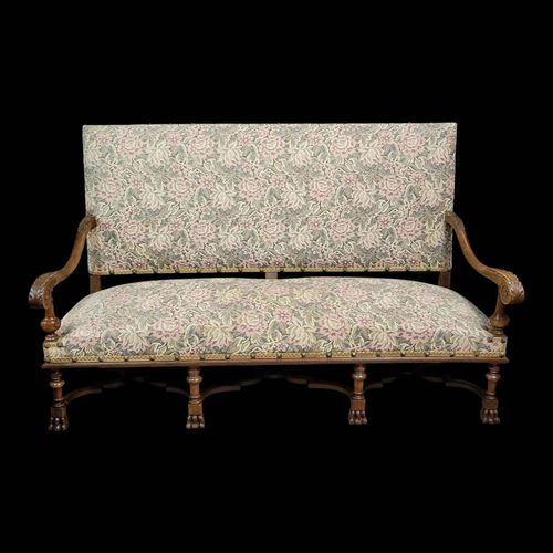 Banquette De Chateau Style Louis Xiii En Noyer Vers 1850 Bois