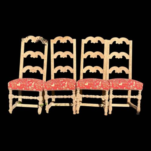 4 Chaises De Style Louis Xiii Bois