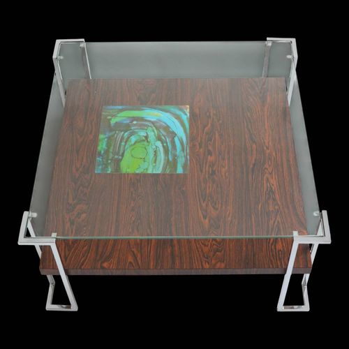 Table Basse Double Plateau Design Vintage 1970s Multicolore