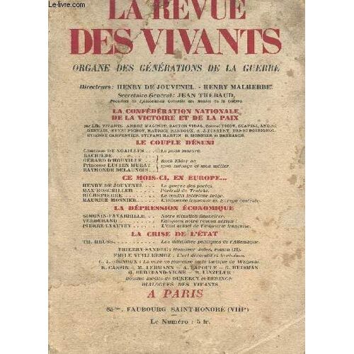 La Revue Des Vivants - N°11 - Organe Des Generations De La Guerre -1ere Annee - Decembre 1927 /Le Couple Desuni, La Depression En Europe/Portrait De Trotski De Max Hoschiller, Equipons Notre Reseau(...)