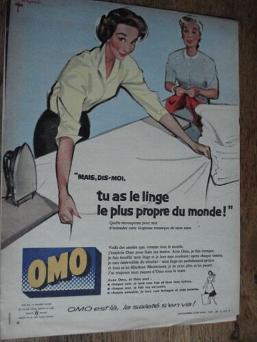 Publicité Années 1950/1960 Avec Omo Tu As Le Linge Le Plus Propre Du Monde Illutrateur Couronne