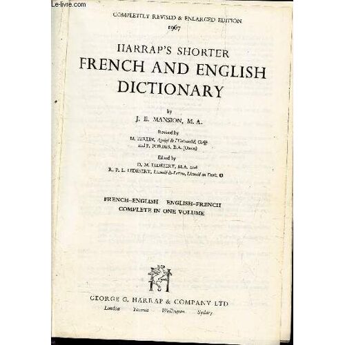 Harrap S Shorter French And English Dictionary