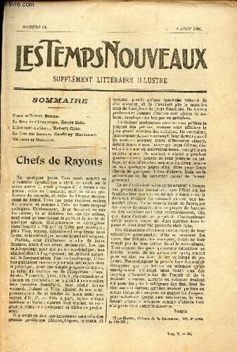 Les Temps Nouveaux - Supplement Litteraire - Tome 5eme -N°14/ Chefs De Rayon/ Le Role De L Instituteur/ L Autorité A L Ecole/ Le Coin Des Enfants/ Melanges Et Documents.