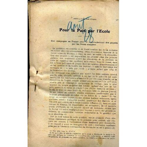Extrait De La Revue La Paix Par Le Droit - Aout 1928 / Traitant De Pour La Paix Par L Ecole.