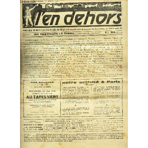 L En Dehors - N°293- Mi Avril 1936/ Non Cofonrmisme/ Fin De Controverse Avec Le Dr A.R. / La Jalousie/ Mon Reve N Est Pas Mort/ Eloge Du Fait Divers (Suite)/ Les Pygmées/Le Theme De L Amour Dans Le(...)