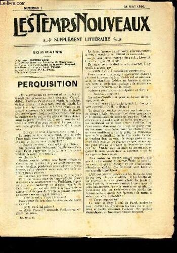 Les Temps Nouveaux - Supplement Litteraire - Tome 6e - N°1/ Perquisition/ La Question Agraire En Roumanie/ La Traite Des Enfants/ Aux Hommes Politiques/ La Grande Famille/ Melanges Et Documents.