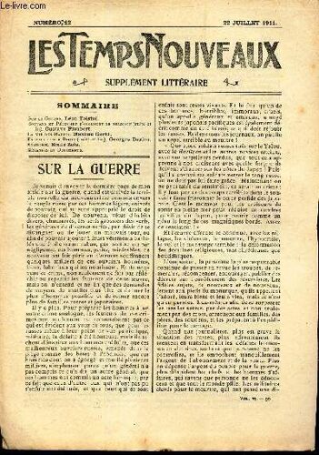 Les Temps Nouveaux - Supplement Litteraire - Tome 6e - N°12/ Sur La Guerre/ Bouvard Et Peruchet S Occupent De Religion (Suite Et Fin)/ La Vie Des Masses/ En Route Pour Biribi (Suite Et Fin)/ Anarchie/(...)