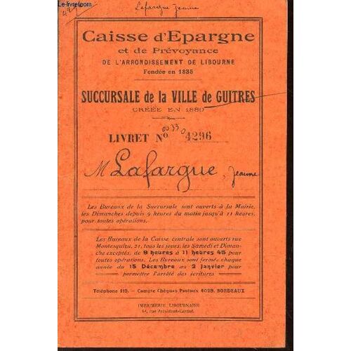 Livret N°00330 4296 - Appartenant A Lafargue Jeanne