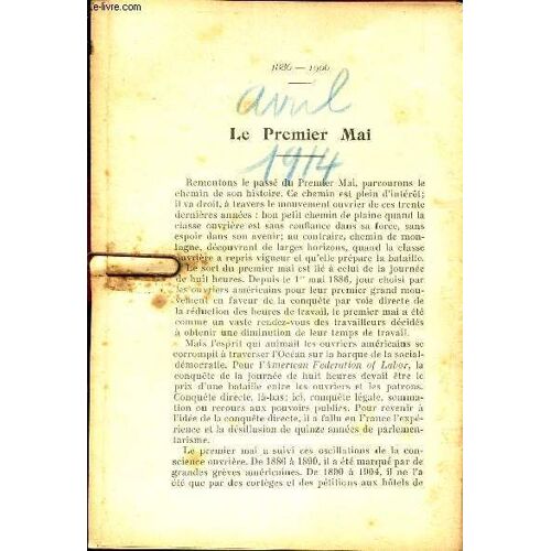 Le Premier Mai / Extraits De La Revue La Vie Ouvriere Dont Le N° De Avril 1914.