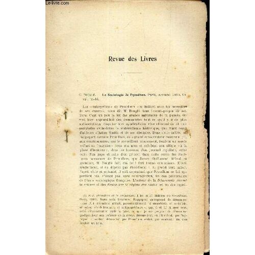 La Revue Socialiste - Revue Des Livres - La Sociologie De Proudhon - C Bougle.