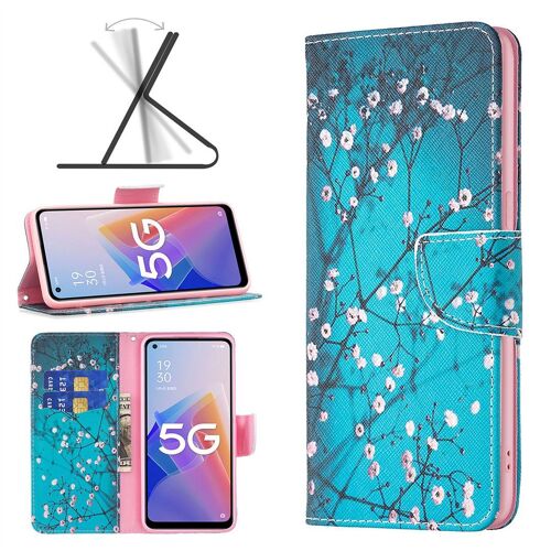 Saturcase Coque Pour Oppo A96 5g / Reno7 Lite 5g, Beau Motif Pu Cuir Magnétique Flip Portefeuille Support Porte-Carte Protecteur Housse Étui Pour Oppo A96 5g / Reno7 Lite 5g (Bo-4)