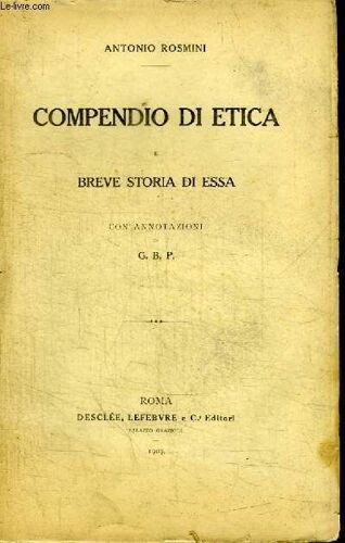 Compendio Di Etica E Breve Storia Di Essa