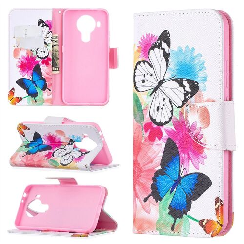 Saturcase Coque Pour Nokia 5.4, Beau Motif Pu Cuir Magnétique Flip Portefeuille Support Porte-Carte Protecteur Housse Étui Pour Nokia 5.4 (Bo-9)