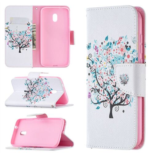 Saturcase Coque Pour Nokia C1 Plus, Beau Motif Pu Cuir Magnétique Flip Portefeuille Support Porte-Carte Protecteur Housse Étui Pour Nokia C1 Plus (Bo-3)