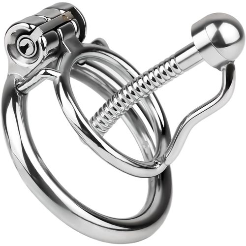 Cage De Chasteté En Acier Inoxydable Pour Hommes Stretcher Avec Plug Pénis À Urination Facile, Squelette Serrure Cachée Cock Cage Sex Toy Pour Homme Chasteté Bondage (L,55mm)