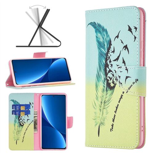 Saturcase Coque Pour Xiaomi 12 Pro / 12s Pro, Beau Motif Pu Cuir Magnétique Flip Portefeuille Support Porte-Carte Protecteur Housse Étui Pour Xiaomi 12 Pro / 12s Pro (Bo-5)