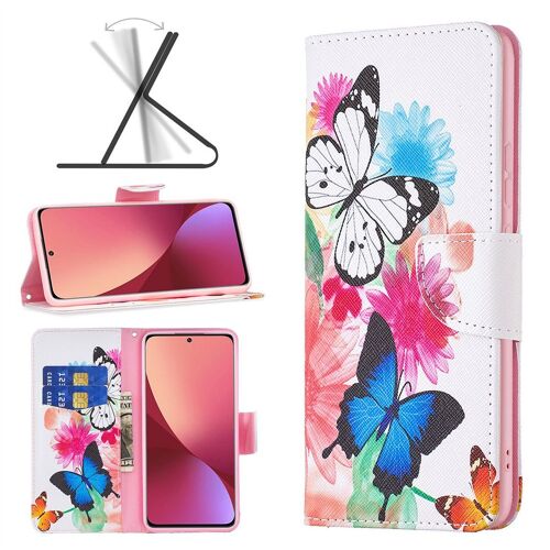 Saturcase Coque Pour Xiaomi 12 12s 12x, Beau Motif Pu Cuir Magnétique Flip Portefeuille Support Porte-Carte Protecteur Housse Étui Pour Xiaomi 12 12s 12x (Bo-9)