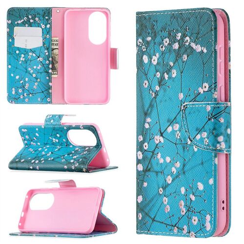 Saturcase Coque Pour Huawei P50, Beau Motif Pu Cuir Magnétique Flip Portefeuille Support Porte-Carte Protecteur Housse Étui Pour Huawei P50 (Bo-4)
