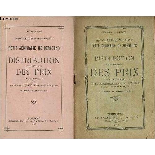 Distribution Solennelle Des Prix De L Institution : Saint-Front - Annee 1945/ 1946/ 1947