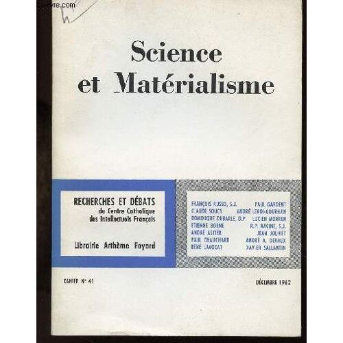 Recherches Et Debats - Cahier N°41 - Science Et Materialisme.