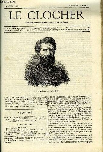 Le Clocher N° 41 - Les Crimes De La Plume (Suite) Par Raoul De Navery, Le Diable Au Cabaret (Suite) Par Etienne Marcel, L Abbé Debaize, Dans La Forêt, Le Carême Du R.P. Didon Par L. D Estampes