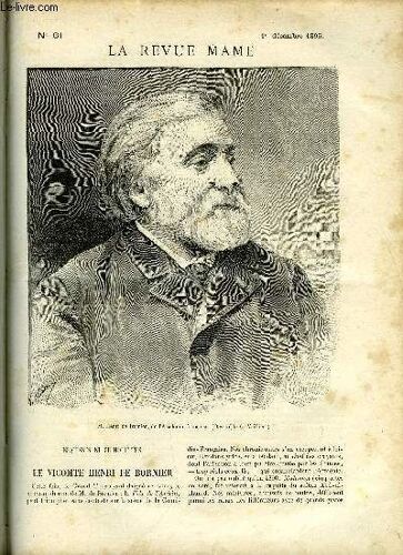 La Revue Mame N° 61 - Le Vicomte Henri De Bornier Par Edouard Trogan, Le Bibelot Par Henry De Brisay, Causeries Sur Le Gout - Iii De La Fleur A La Bête Par Arsène Alexandre, Le Gendre De M. Poirier(...)