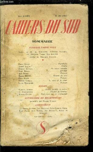 Les Cahiers Du Sud N° 282 - Paraboles Par Franz Kafka, Simple Par André Lentin, De Vieux Mondes Par Osbert Sitwell, La Nuit Par René Ménard, Poèmes Par Jean Dupré, Retour Du Bal Par Marie Brindel(...)