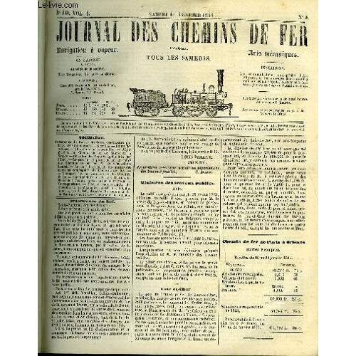 Journal Des Chemins De Fer 4e Annee N° 148 - Ordonnance Du Roi, Adjudication Du Chemin De Fer De Montereau A Troyes, Chambre Des Députés (Prêts Fait Par L Etat), Rapport Sur Le Projet De Loi De Police(...)