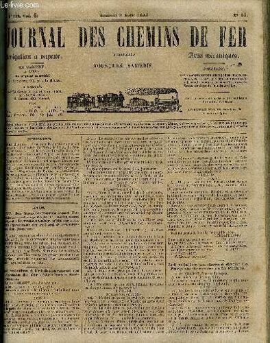 Journal Des Chemins De Fer 3e Annee N° 122 - Lois Pour Lescheminsde Fer De Bordeaux, Du Centre, Du Nord, De Lyon, De Rennes, De Nantes, Ordonnance Du Préfet De Police Pour L Essai Des Machines A(...)