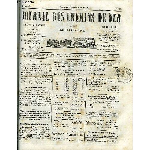Journal Des Chemins De Fer 2e Annee N° 83 - Résultats D Adjudications, Recettes Des Chemins De Fer, Minimum D Intérêt, Assemblées Générales, Cours Des Actions, Chemins De Fer Du Nord, D Avignon A(...)