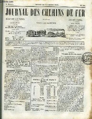 Journal Des Chemins De Fer 2e Annee N° 84 - Adjudications, Recettes, Chemin De Fer Du Nord, Chemin De Fer Belge-Rhénan, De Montpellier A Cette, Locomotives Pour Chemins De Fer, Correspondance, Chemin(...)