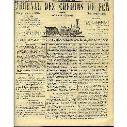Journal Des Chemins De Fer 4e Annee N° 195 - Modification Des Statuts De La Compagnie Des Chemins De Fer De Paris A Orléans, Chronique De La Semaine, La Compagnie De Creil Et La Compagnie Du Nord, De(...)