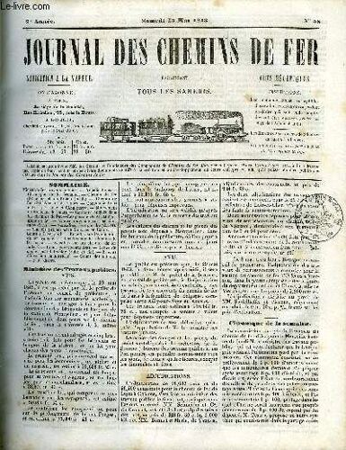 Journal Des Chemins De Fer 2e Annee N° 58 - Ministère Des Travaux Publics, Chemin De Fer D Orléans Et De Rouen (Tarifs), Chemin De Fer D Orléans Et De Tour, Communications Entre La France Et L(...)