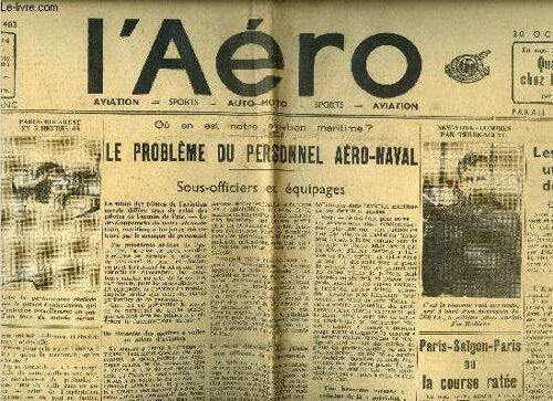 L Aero N° 1483 - Un Statut Pour L Aviation De Travail Par Pierre Farges, Le Problème Du Personnel Aéro-Naval Par Z. Z. Z., Les Multiples Utilisation De L Avion Par Hervé Lauwick, Paris-Saigon-Paris Ou(...)